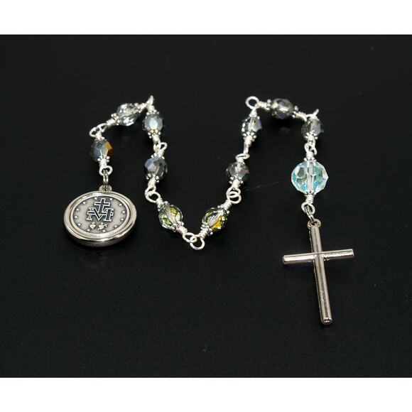 Handmade Miraculous Medal One Decade Rosary Silver Plate Unbreakable Wire Wrap - Picture 4 of 10